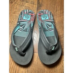 Reef Kids Little Ahi Flip Flop Sandals Tropical Dream Black Size 1